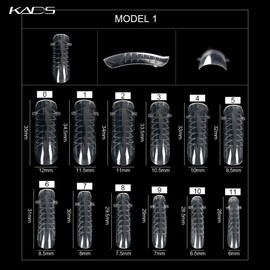 Kads 120 Full Coverage Clear Acrylic UV Gel Nail Art Tips with Size Scale