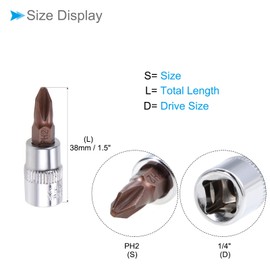 CoCud PH2 Phillips Impact Bit Socket 1/4" Drive S2 Steel CR-V Power Socket Screwdriver Sockets - (Applications: for Fastening Car Machinery Screws), 2-Pieces