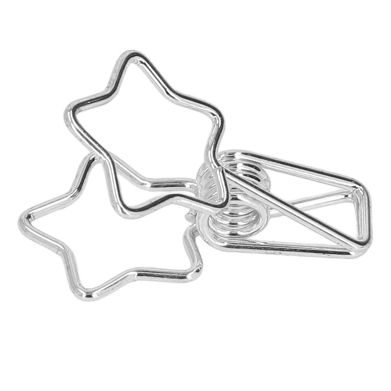 100Pcs Star Binder Clips Hollow Out Cartoon Style Strong Clamping