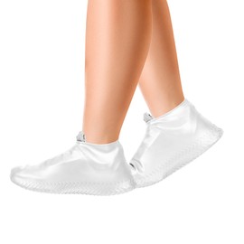 WFARH Shoe Covers, Waterproof Shoe Covers for Rain, Reusable Silicone Non Slip Shoe Covers Outdoor Cycling Protectors apply to Men, Women, Kids(X-Large, Black)