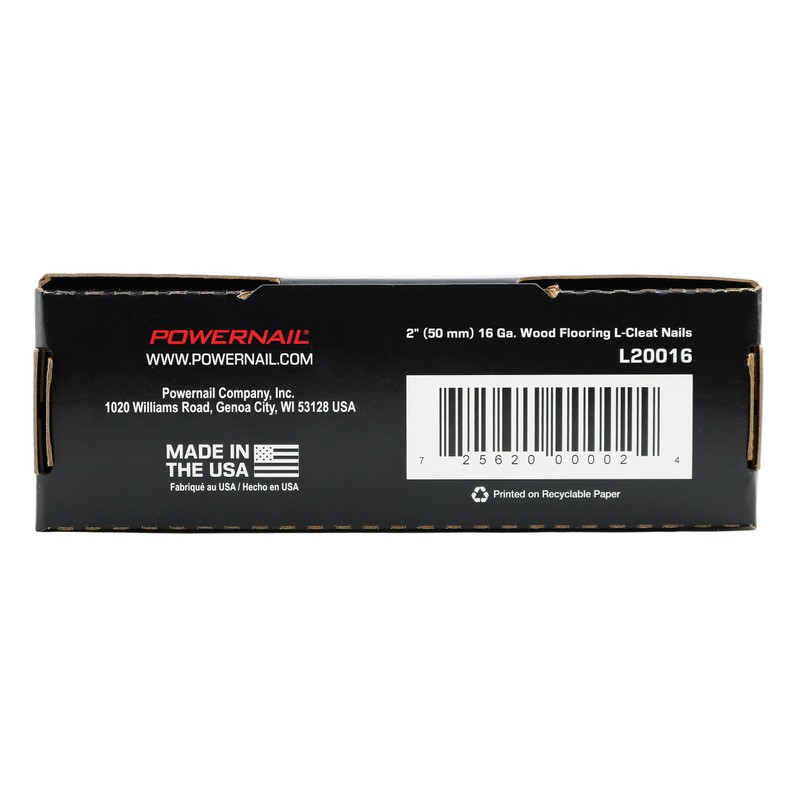 Powernail L20016 16 Gauge 2 Inch Length L-Cleat Nails for