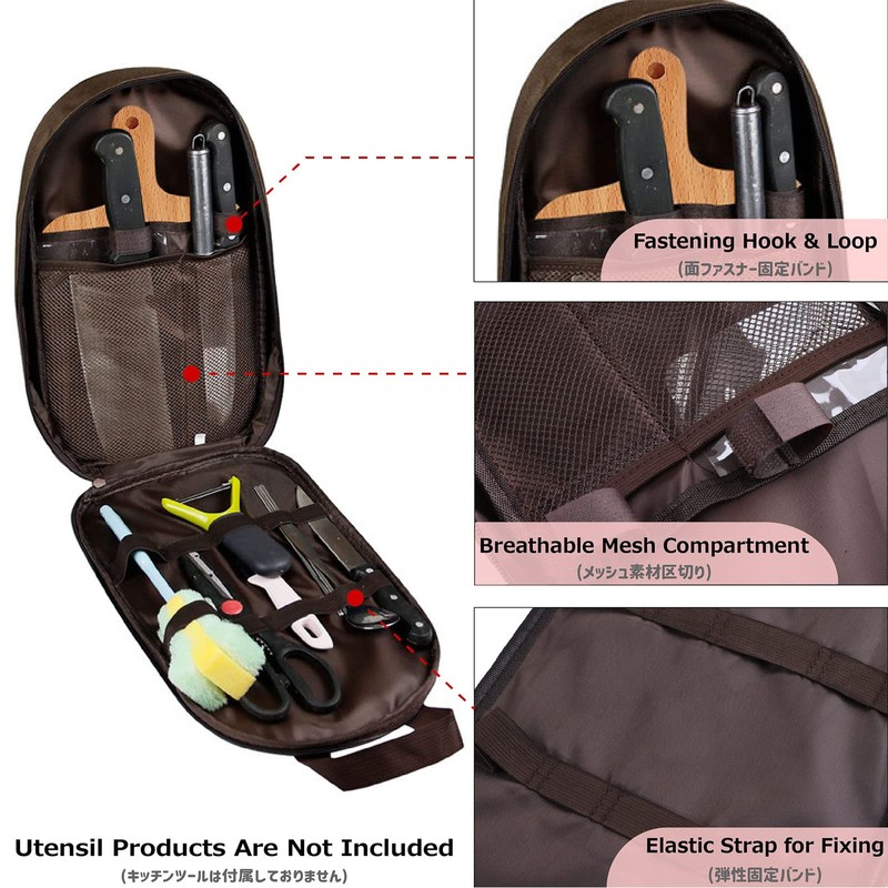 Jaugufiy Chef Knife Bag ，Camping Utensil Bag Portable Silverware Bag