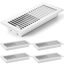 4 x 10'' Floor Vent Covers Heavy Duty Floor Register Metal Heat Vent Covers with Rust Proof Finish for Home Floor Heater (White,4 Pcs)