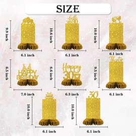 Maicaiffe 30th Birthday Table Honeycomb Centerpieses Decorations - Glitter 8 Pcs 30th Birthday Party Photo Table Centerpieces - 30 Years Old Birthday Party Decoration Supplies with Photo Frame