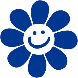 Smiley Face Daisy Flower Vinyl Cutout Sticker Rub On Decal 3.25-by-3.25 Inches (Pink)