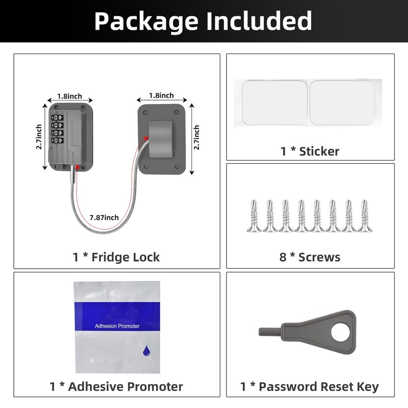 Ougourim Upgraded Combination Fridge Lock for Child Safety, Keyless Refrigerator