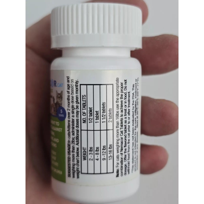 Nemacor Cat Kitten Tapeworm Plus: 5 Count Hookworm Roundworm 2-16lbs