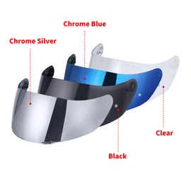 JQF Gear Helmet Visor Motorcycle Replacement Face Shield Visor for K1 K3-SV K5 Shield Helmet Lens (Chrome Silver)