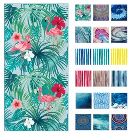 Luxton Tropical Flamingo Beach Towel, Quick Dry, Sand Free and Large Lightweight, Green Beach Pool Towel for Swimming Travel Outdoor Camping Towel (Large 160x80cm)
