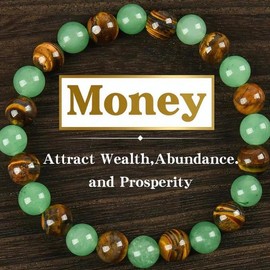 1pc Aventurine Money Attraction aesthetic Bracelet – Green Aventurine & Tiger Eye Prosperity Amulet, Natural Crystal Wealth & Abundance Charm for Birthday, Anniversary, Summer Vacations & Theme Parties stackable:_2PCS Love Attraction