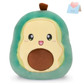 Athoinsu 12 Inch Stuffed Avocado Fruit Plush Toy Soft Hugging Pillow and Cheese Food Shaped Stuff Cuddle Kawii Avocado Pillow Gifts for Kids Girls & Boys