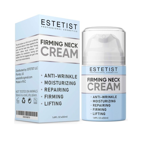 Neck Firming Cream for Tightening & Lifting Sagging Skin - Double Chin Reducer - Anti Wrinkle Anti Aging Treatment for Neck & Décolleté - Crepe Skin Repair for Chest - With Vitamin C & Coconut Oil