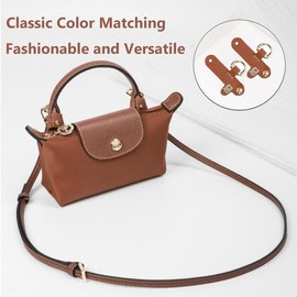 RIPETIC Leather Strap for Longchamp Mini Bag Strap, Brown Adjustable Bag Straps for Crossbody Handbags, No Punch Shoulder Strap Width 1.2cm for Long Champ Bags
