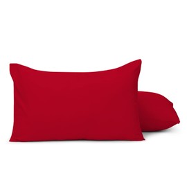 Aspire Homeware Pillow Cases 2 Pack – 100% Brushed Microfiber Red Pillowcases Super Soft Envelope Closure Pillow Cover (50x75cm)