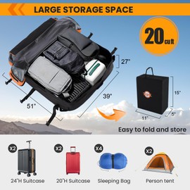 Sailnovo Rooftop Cargo Carrier Waterproof 20 Cubic Feet Car Roof Rack Cargo Carrier Roof Cargo Bag for All Cars with/without Rack, includes Anti-Slip Mat, 6 Door Hooks & Waterproof Curtain