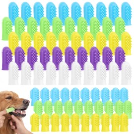 80 Pcs Dog Toothbrush Silicone Finger Brush for Teeth Cleaning Pet Oral Care Tool for Small Dogs Cats Rabbits Puppy Dental Hygiene (White, Green, Yellow, Blue, Purple, Lake Blue, 2 Styles)