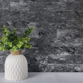 Art3d 10-Sheet Peel and Stick Backsplash PVC Wall Tile, Stickon Tile for Kitchen Backplash, Bathroom Vanities, Fireplace Decor, Laundry Table, Stair Decals in Dark Granite, Plastic-Sheets
