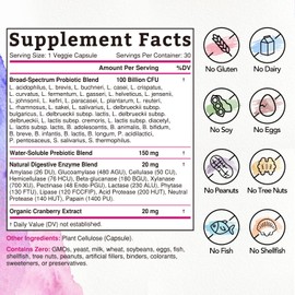 Bonawell Probiotics for Women 100B, with Organic Prebiotic, Cranberry for Feminine Health, Digestion & Immunity, Shelf-Stable, Delayed-Release, 30 Veggie Caps