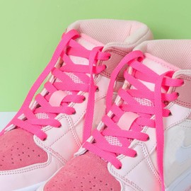 Stepace [2 Pairs] Flat Shoe Laces 5/16" Wide for Sneakers - 13 Colors Shoelaces Hot pink 120