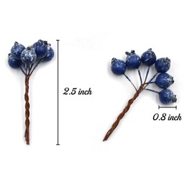 Hagao Artificial Berries Plastic Foam Blueberry Christmas Fruit Fake Silk Flowers Home Decorative Party Wedding (Blue) - 20 PCS