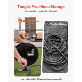 VEVOR Pressure Washer Hose Reel, 50 ft x 3/8 inch Heavy-Duty Steel Bracket-Mounted Pressure Hose Reel, Wall/Floor/Truck Mount, 4000PSI Max, Manual Power Hand Crank for Car/Floor Washing,Garden