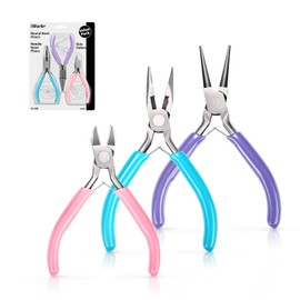 iWork Jewelry Pliers, 3pcs Pliers for Jewelry Making, Jewelry Pliers Set Includes Needle Nose Pliers/Round Nose Pliers/Wire Cutter for Jewlery Fixing, Beading, Barcelet, Earring, Ring, Necklace