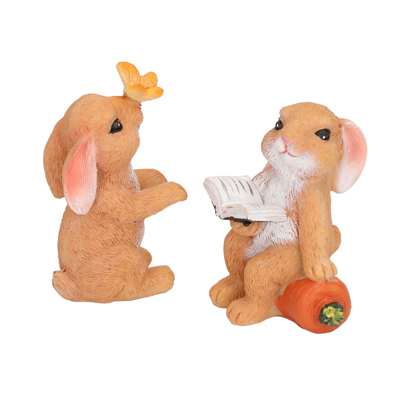 5pcs Bunny Figurines Cute Style Resin Material Decorative DIY Micro