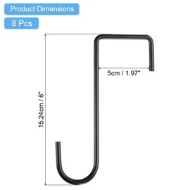 QUARKZMAN 8Stk Vinyl Zaun Haken Terrasse Haken 2 x 6 Pulver Beschichtet Stahl Zaun Haken Aufhänger für Hänge Pflanzen Schwarz