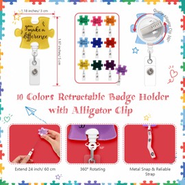 Dunzoom 12 Sets Employee Appreciation Gifts Bulk 10 Styles Inspirational Puzzle Retractable Badge Reels ID Holders Motivational Ballpoint Pens with Thank You Cards for Employee Staff Team (Difference)
