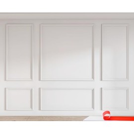 3D Self-Adhesive PVC Wall Frame Trim Set (24 Pre-Cut Strips), Decorative Molding for Living Room TV Wall & Bedroom Accent Wall, White Moulding Kit (Not Full Wall Panels)