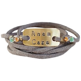 Anam Cara Leather Wrap Bracelet, Irish Bracelet, Adjustable Bracelet, Celtic Bracelet - Made in Wisconsin