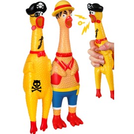 Swooflia Giant Rubber Chicken That Squeak - Screaming Chicken Squeaky Toy, Plastic Squawking Prank for Adults Men Women, 12" Large Anime Gag Gifts Party Supplies (2-Pack) (Not Suitable for Dog)