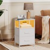 HOOBRO Nightstand with Charging Station, Bedside Table with LED Lights