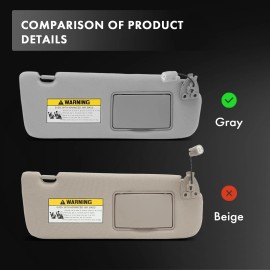 Unbranded Passenger Gray Sun Visor w/ Mirror & Light for Hyundai Sonata 05-08 w/ Sunroof