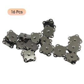 BokWin 16 Pcs Magnetic Snaps for Purses Plum Magnetic Buttons,15mm Sew On Magnetic Snaps for Handbags Clothes Craft(Black)
