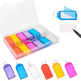 CIMOYBAI Pack of 30 Key Chains, Key Fob Can Be Written On With Extra Labels, 6 Colours Key Labelling, Key Marker For Usb Suitcase Pets Luggage Items, Red, orange, white, blue, rosy, purple