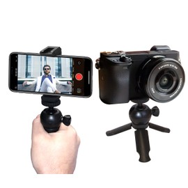 Vidpro TT-8 Mini Tripod and Handgrip with Ball Head for Smartphones and Cameras. for Camcorders, Small DSLRs, Mirrorless and Phones. Shoe Mount for attaching Lights and Mics. Zoom Video Conferencing