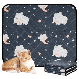 YETTASBIN Elephant Washable Reusable Dog Cat Pee Pad, Pet Creat Mat with Non-Slip Bottom for Large Small Medium Dogs Cats, Absorption Leakproof Pet Training Pad for Food and Water, M+L