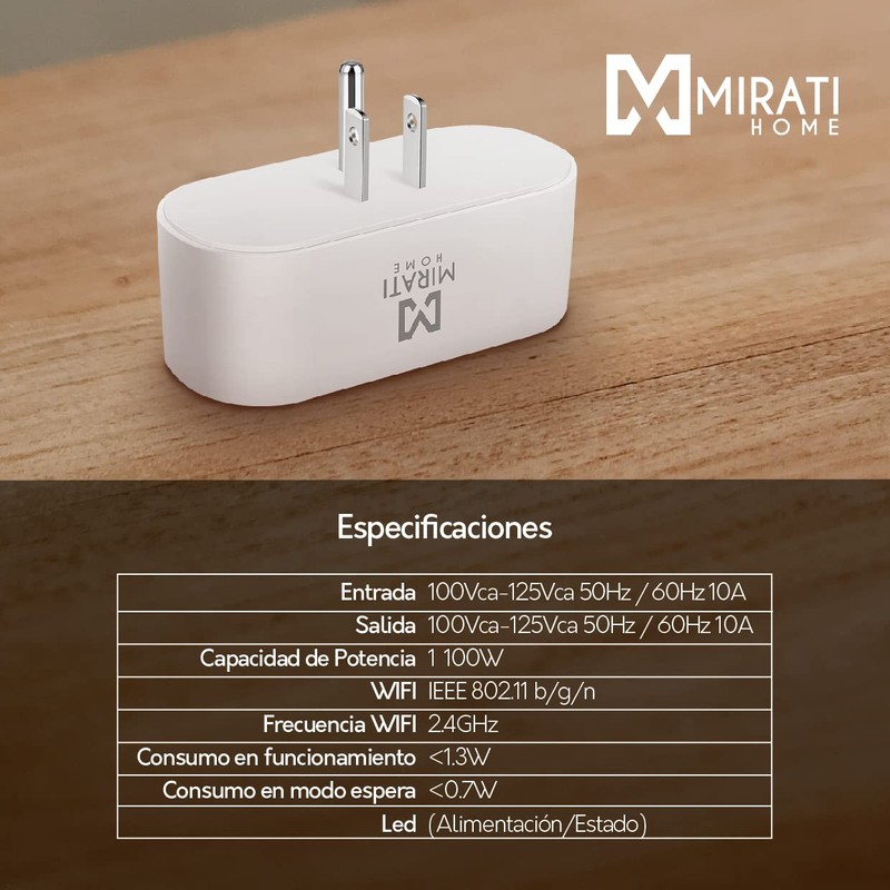 MIRATI HOME Contacto Inteligente MCI2. Smart Plug, Wi-Fi 2.4GHz, Función