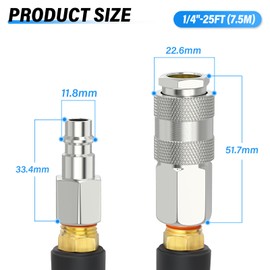 TAILONZ PNEUMATIC 1/4 inch x 7.5 m Polyurethane Air Hose, Maximum Working Pressure 1.5 MPA, Consists of Brass and Blue PU Hose
