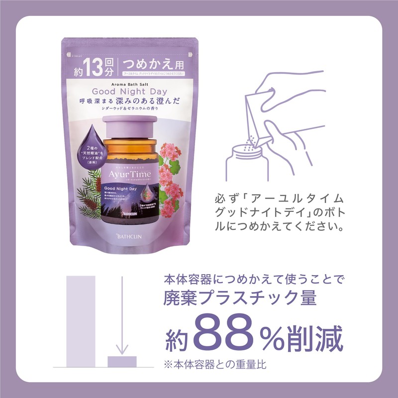Ayuru Time Good Night Day Bath Salt, Cedarwood & Geranium