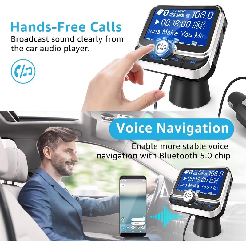 In-Car Bluetooth FM Transmitter for Easy Hands Free Calling |