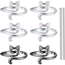 Crochet Ring Tension Rings Adjustable Crochet Ring For Crocheting Finger Yarn Guide Knitting - Color: 6 cat style 3 colors