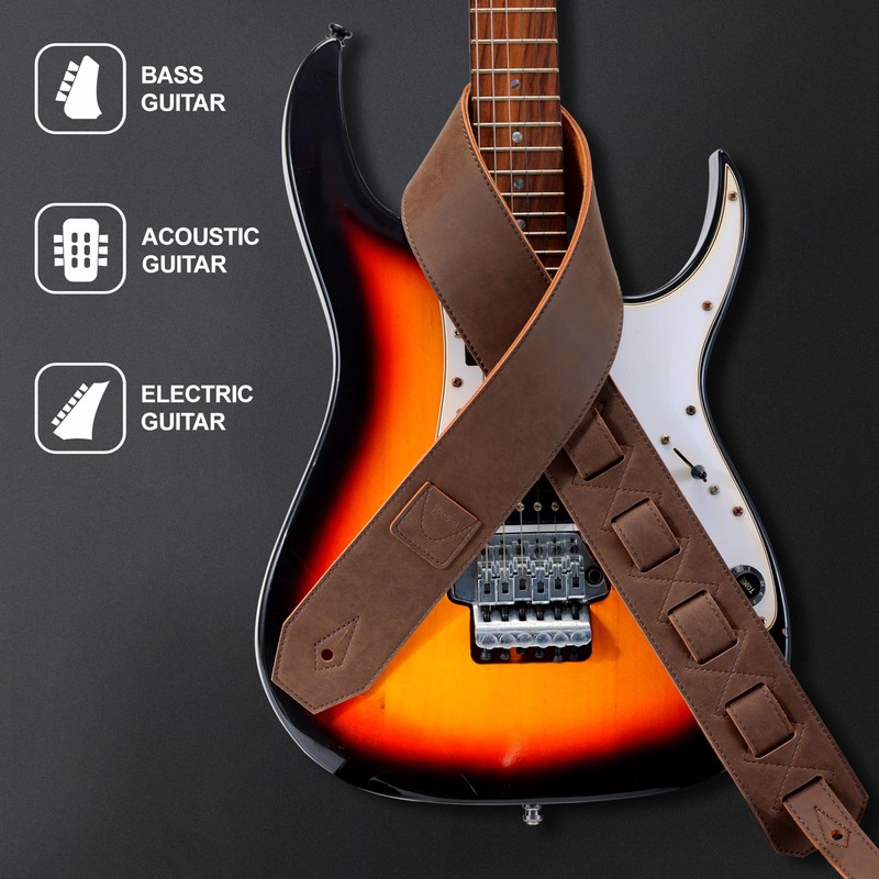YIKOKO Guitar Strap 2.5", Classic Adjustable Crazy Horse Style Automotive