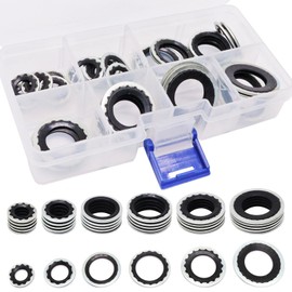 YuGtcen 60pcs A/C Gasket Assortment, 15-32241 GM Original Equipment AC Compressor Seals, Automotive Self-Centered Bonded Seal Air Conditioning Compressor Port Seal Washer Kit (Black)
