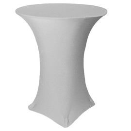 Your Chair Covers - 36" D x 42" H Highboy Cocktail Round Stretch Spandex Table Cover - Silver, Fitted Elastic Tablecloth for Round Tables, Outdoor Party DJ Tradeshow Banquet Vendor Wedding