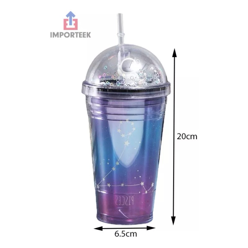 Importeek Termo Vaso Popote Astronauta Signo Zodiacal Capricornio