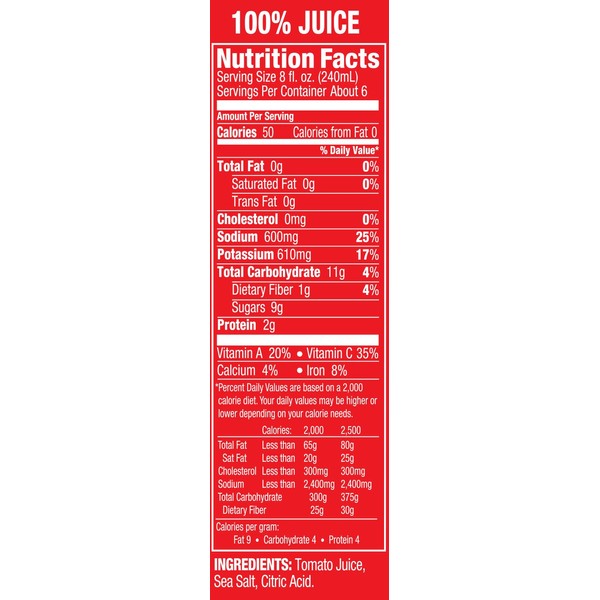 Dei Fratelli Tomato Juice, Vine Ripened Not from Concentrate, 46oz (6 pack)
