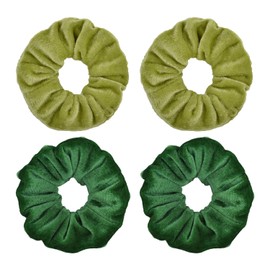 Pack of 4 Velvet Hair Bobbles, Soft Elastic Hair Ties, Ponytail Hair Ties, Updo Hair Bobbles for Women, Hair Accessories for Girls and Children, Green School Hair Accessories