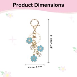 PATIKIL Flower Keychain Charm, Cherry Blossom Enamel Key Chain Cute Floral Keyring Pendant with Lobster Clasp for Women Girls Key Handbag Backpack Bag Accessories, Blue